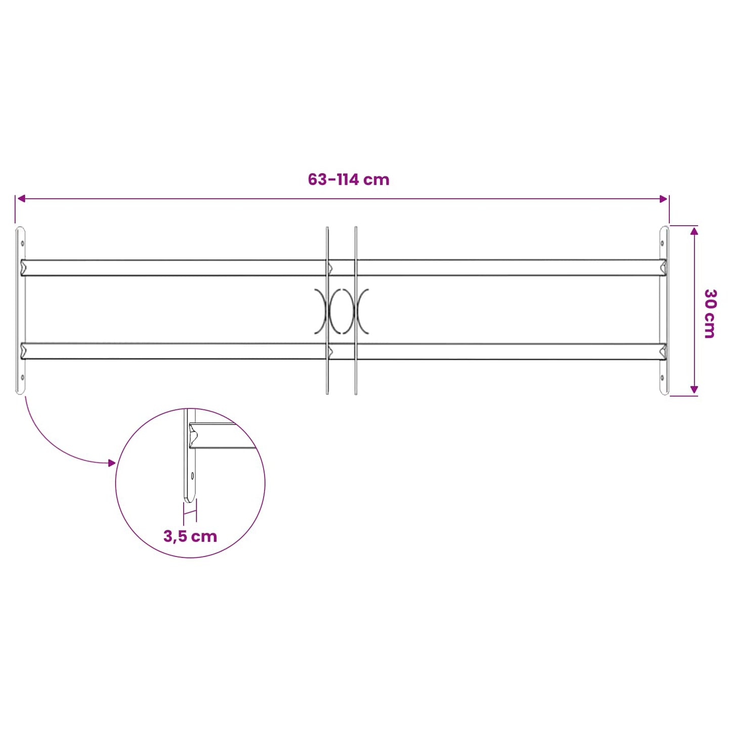 vidaXL Security Grille for Windows with 2 Crossbars 63-114 cm