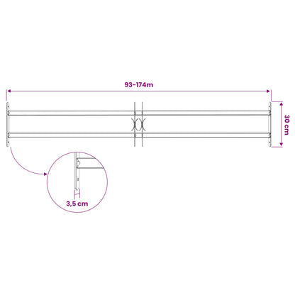 vidaXL Security Grille for Windows with 2 Crossbars 93-174 cm
