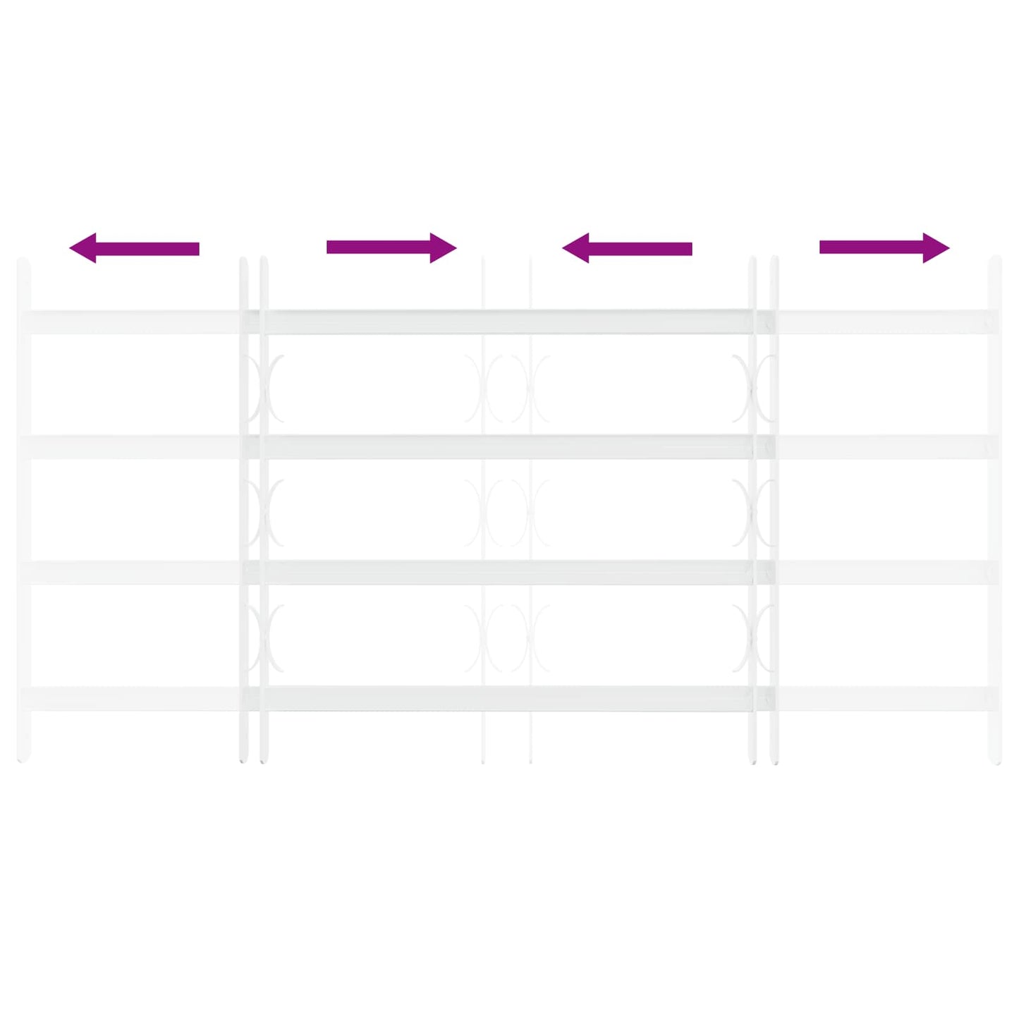 vidaXL Security Grille for Windows with 4 Crossbars 63-114 cm
