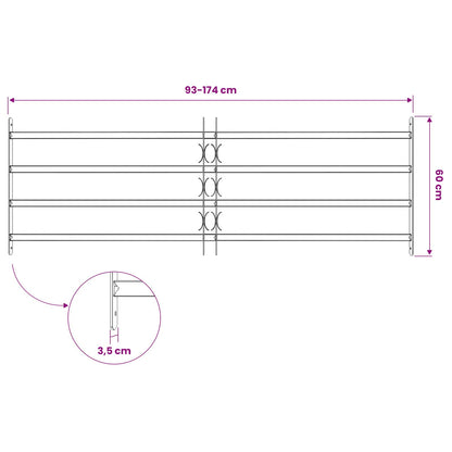 vidaXL Security Grille for Windows with 4 Crossbars 93-174 cm