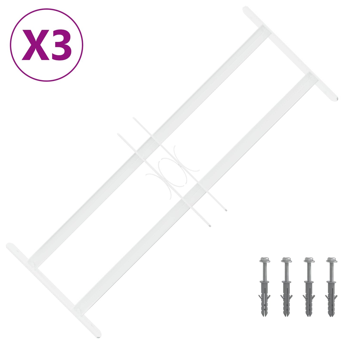vidaXL Security Grille for Windows with 2 Crossbars 3 pcs 43-74 cm