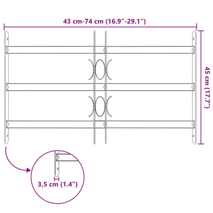 vidaXL Security Grille for Windows with 3 Crossbars 3 pcs 43-74 cm