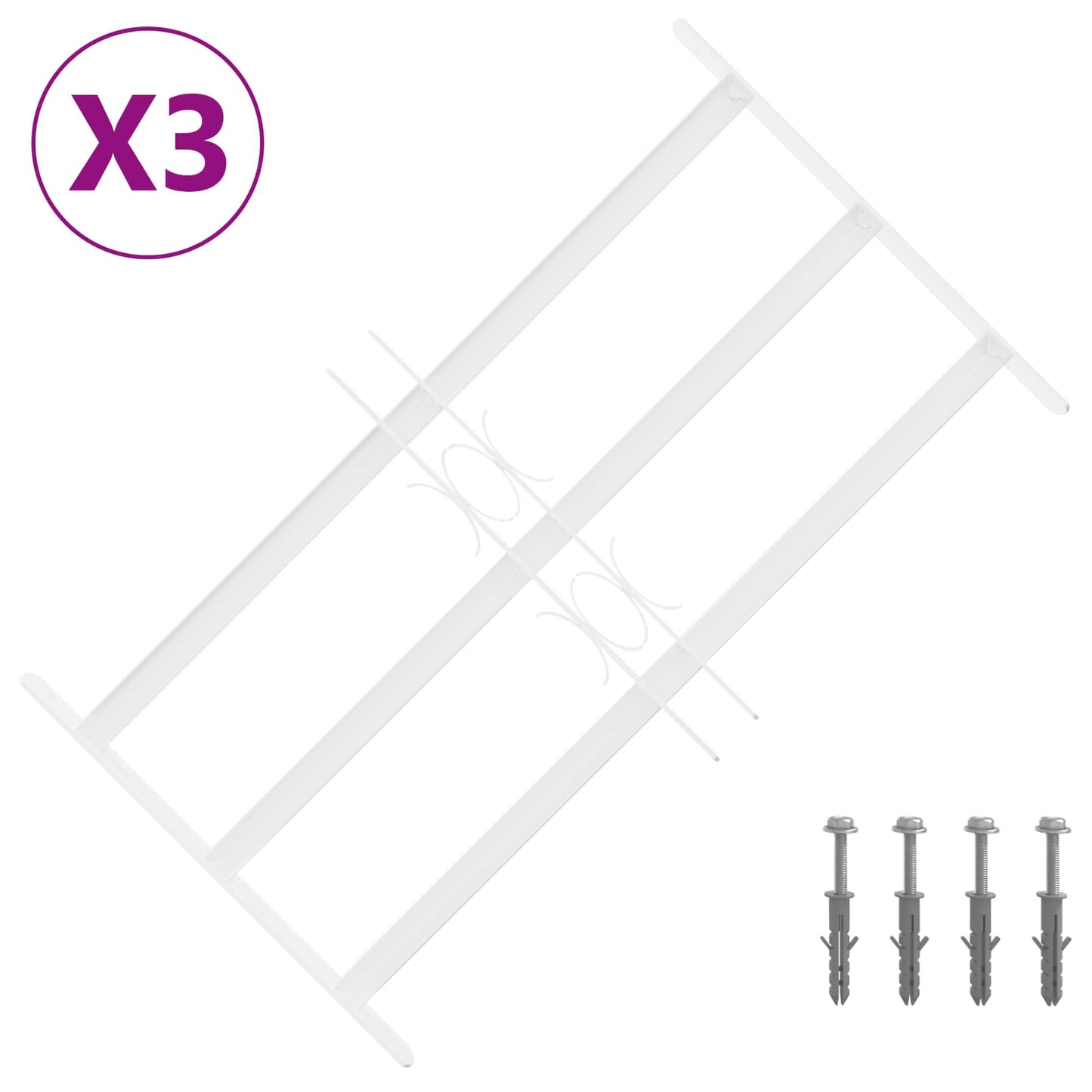 vidaXL Security Grille for Windows with 3 Crossbars 3 pcs 43-74 cm