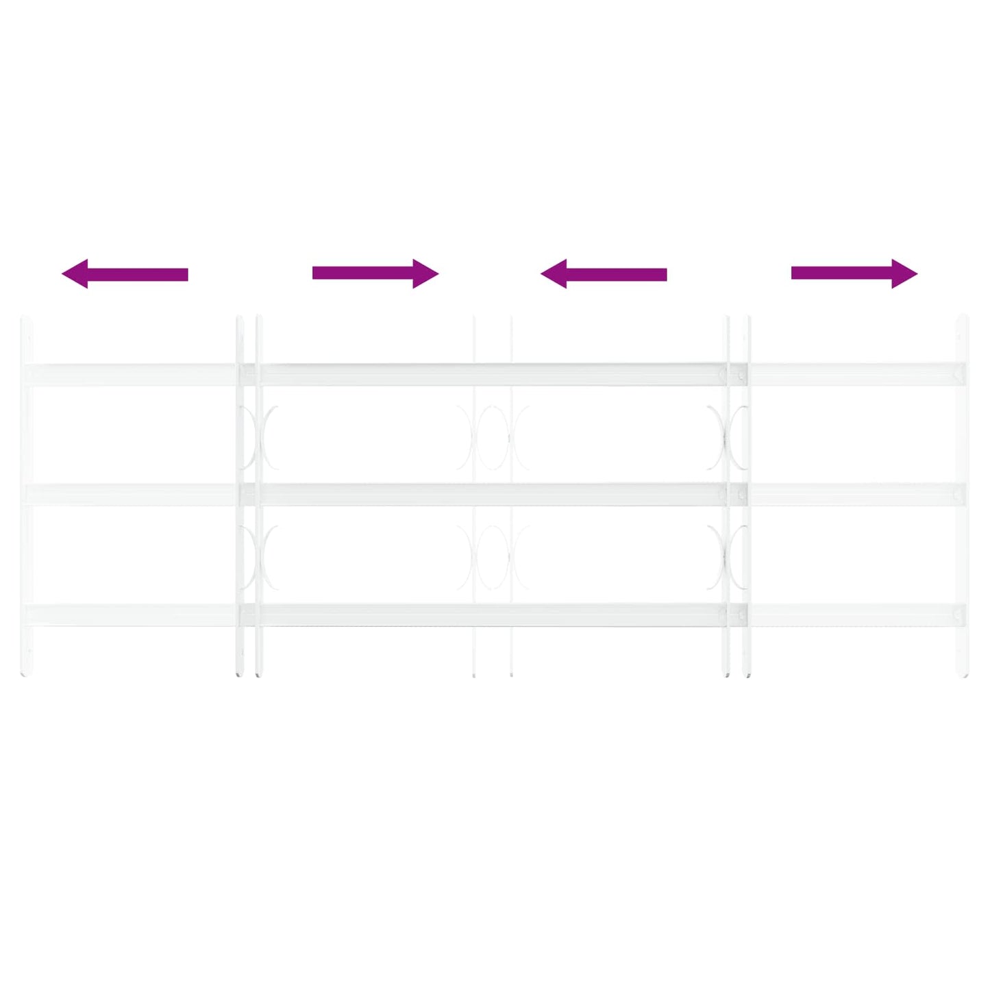vidaXL Security Grille for Windows with 3 Crossbars 3 pcs 63-114 cm