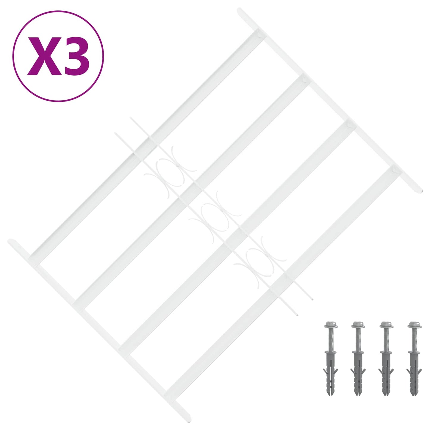 vidaXL Security Grille for Windows with 4 Crossbars 3 pcs 43-74 cm