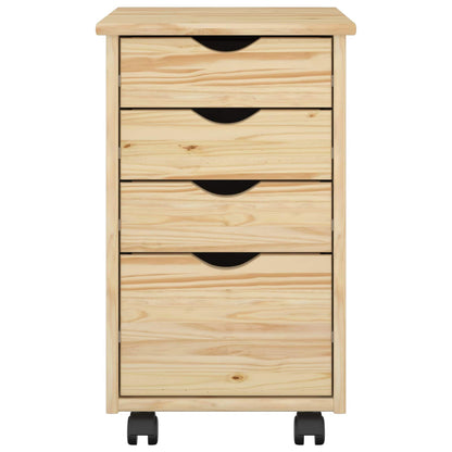 vidaXL Rolling Cabinet Brown 34 x 39 x 56 cm Solid Pine Wood