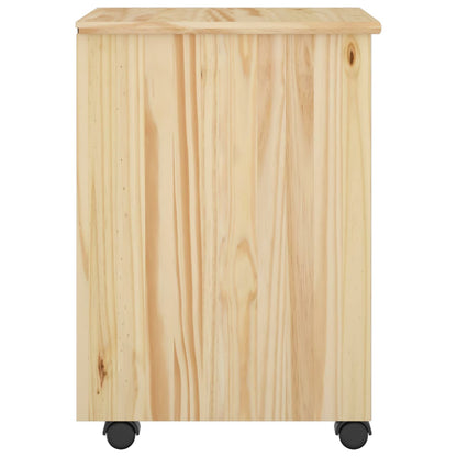 vidaXL Rolling Cabinet Brown 34 x 39 x 56 cm Solid Pine Wood