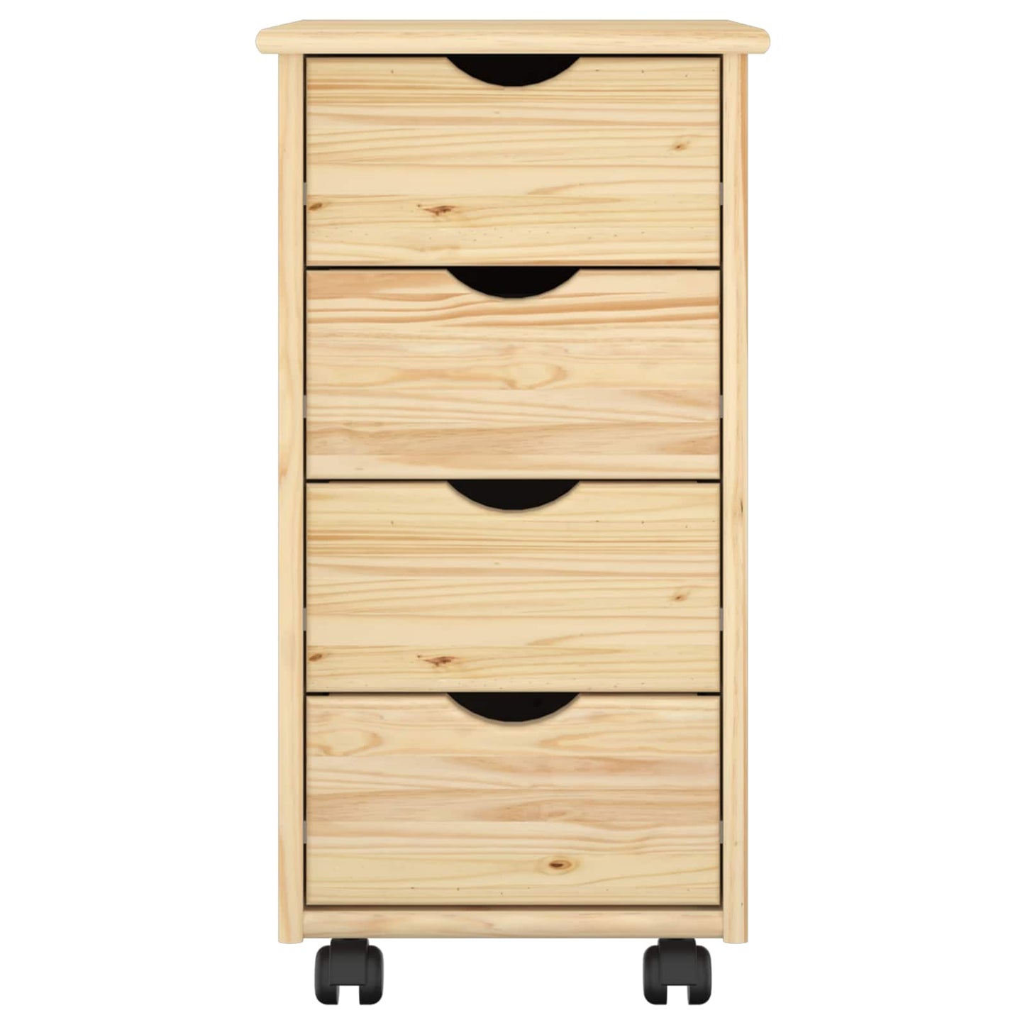 vidaXL Rolling Cabinet Brown 65.5 x 34 x 39 cm Solid Pine Wood