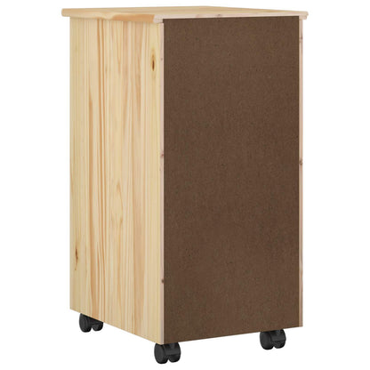 vidaXL Rolling Cabinet Brown 34 x 39 x 65.5 cm Solid Pine Wood
