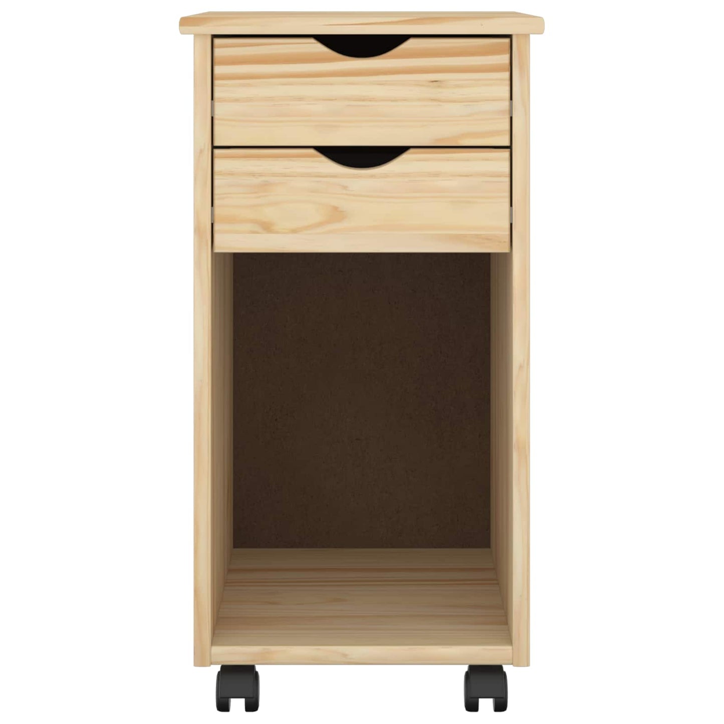 vidaXL Rolling Cabinet Brown 34 x 39 x 65.5 cm Solid Pine Wood