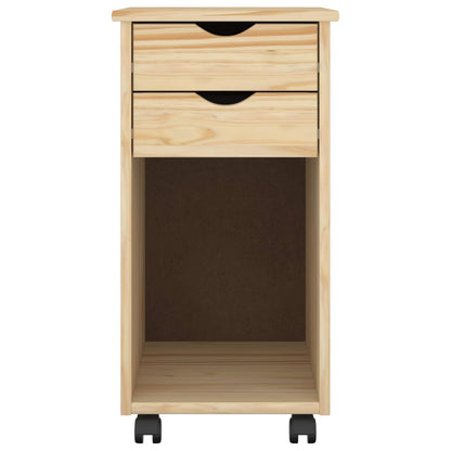 vidaXL Rolling Cabinet Brown 34 x 39 x 65.5 cm Solid Pine Wood