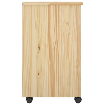 vidaXL Rolling Cabinet Brown 34 x 39 x 65.5 cm Solid Pine Wood