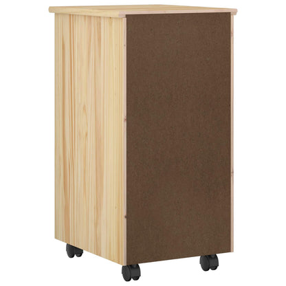 vidaXL Rolling Cabinet Brown 34 x 39 x 65.5 cm Solid Pine Wood