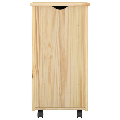 vidaXL Rolling Cabinet Brown 34 x 39 x 65.5 cm Solid Pine Wood
