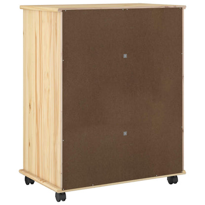 vidaXL Rolling Cabinet Brown 63.5 x 39 x 79 cm Solid Pine Wood