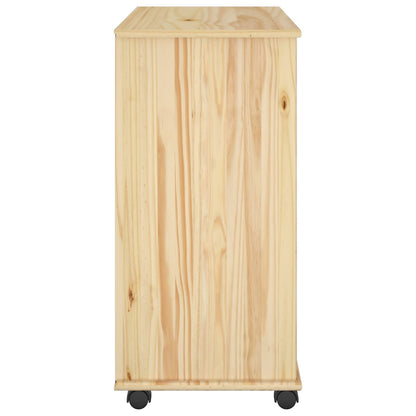vidaXL Rolling Cabinet Brown 63.5 x 39 x 79 cm Solid Pine Wood