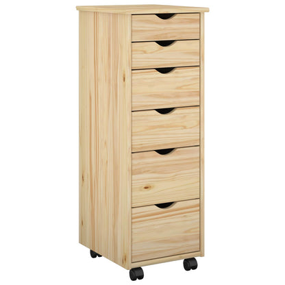 vidaXL Rolling Cabinet Brown 34 x 39 x 93.5 cm Solid Pine Wood