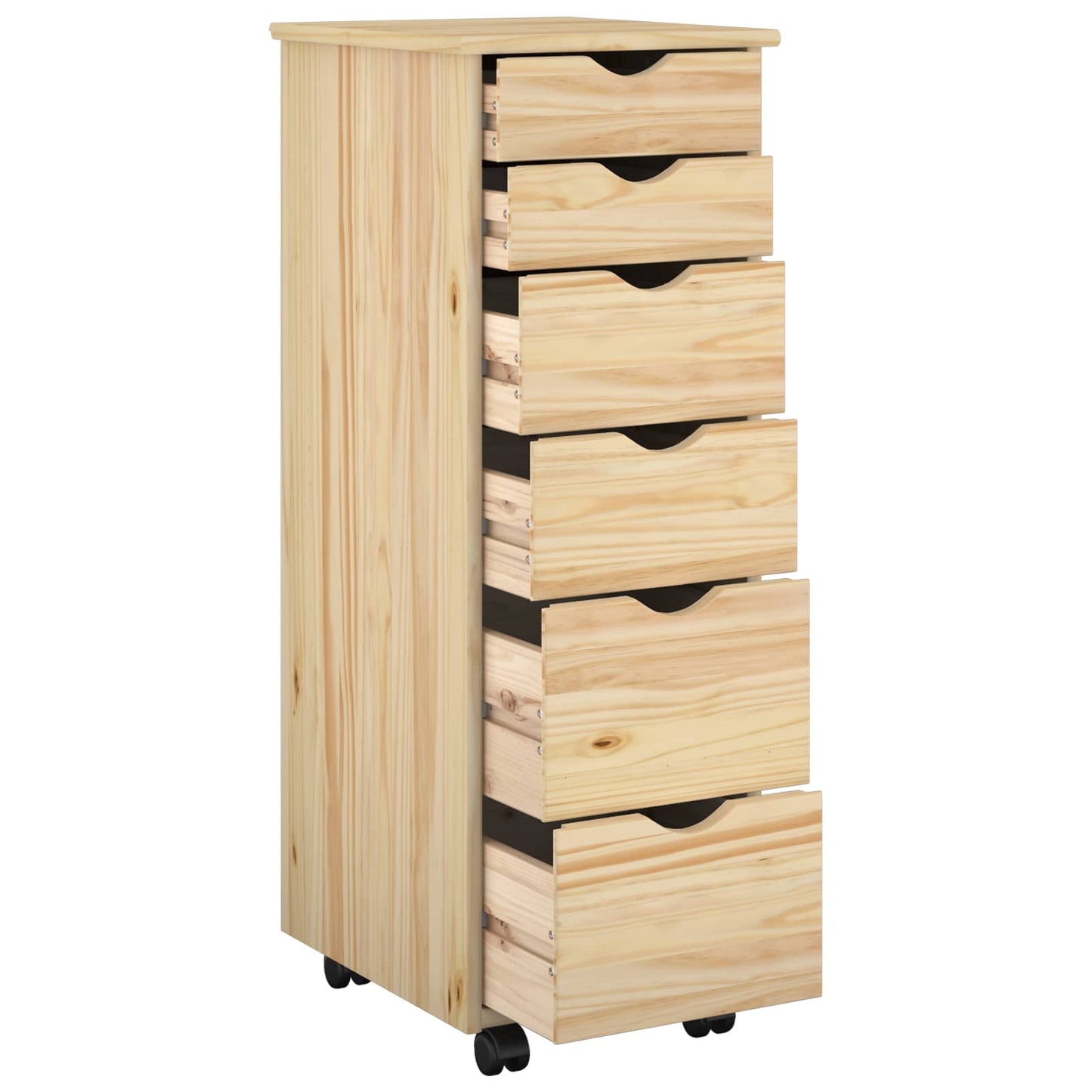 vidaXL Rolling Cabinet Brown 34 x 39 x 93.5 cm Solid Pine Wood