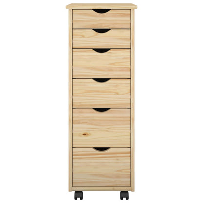 vidaXL Rolling Cabinet Brown 34 x 39 x 93.5 cm Solid Pine Wood