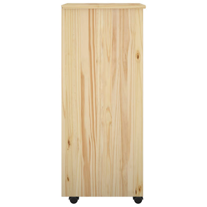 vidaXL Rolling Cabinet Brown 34 x 39 x 93.5 cm Solid Pine Wood