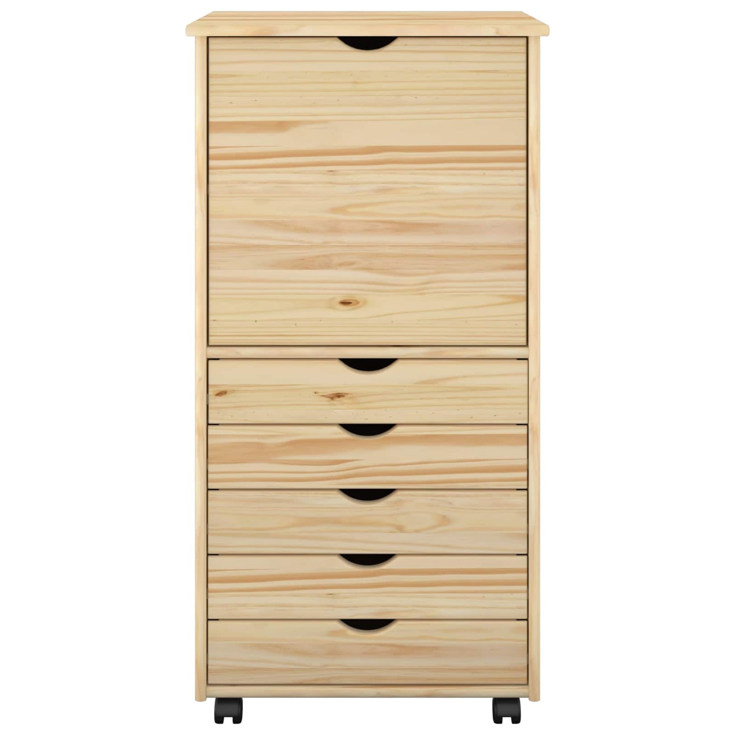 vidaXL Rolling Cabinet Brown 53 x 39 x 103 cm Solid Pine Wood