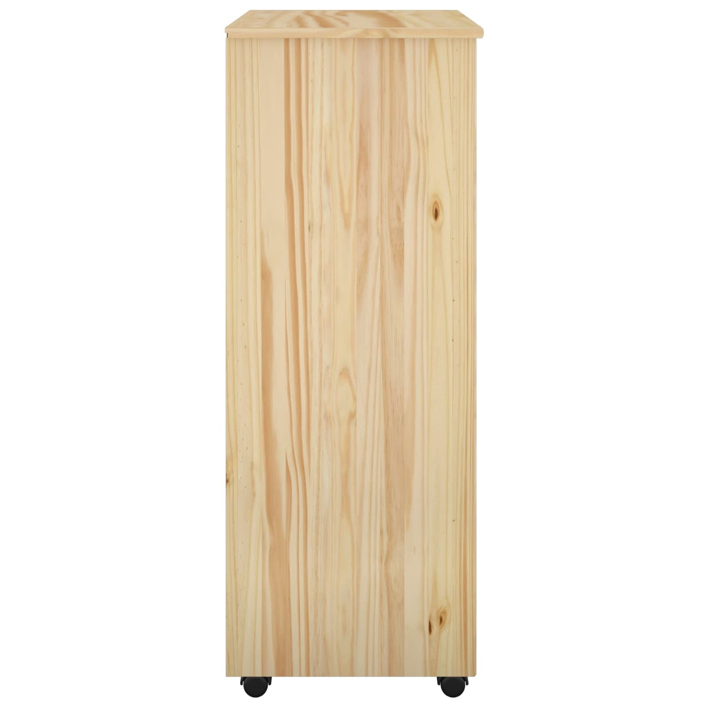 vidaXL Rolling Cabinet Brown 53 x 39 x 103 cm Solid Pine Wood