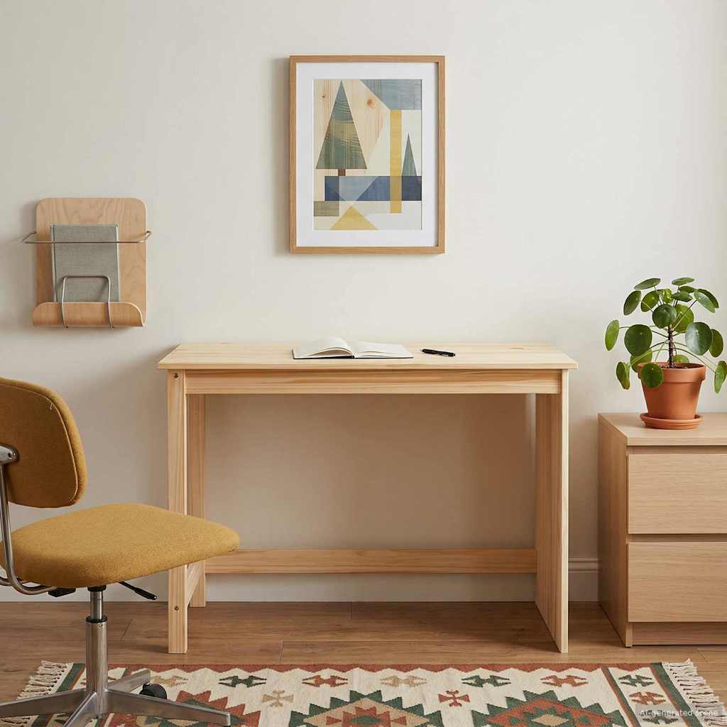 vidaXL Desk Brown 112 x 50 x 75 cm Solid Pine Wood