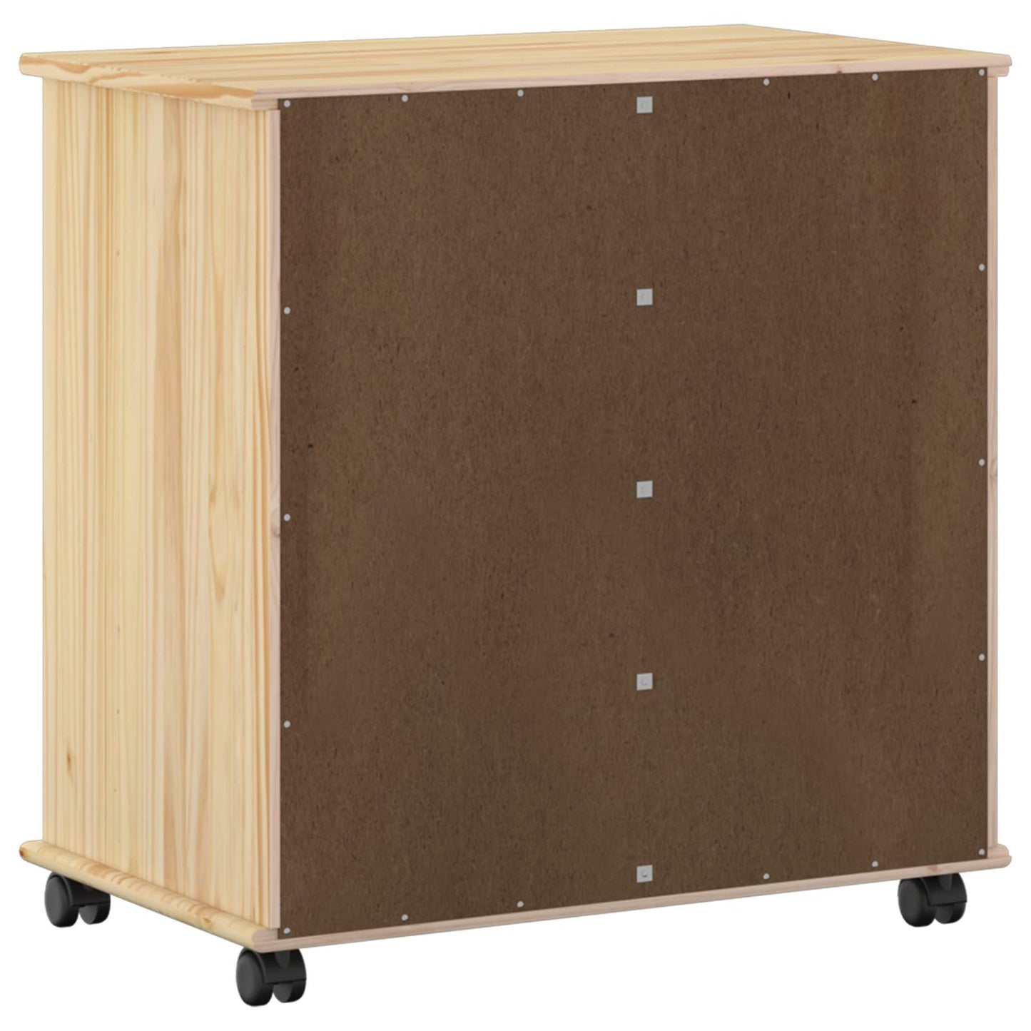 vidaXL Rolling Cabinet Brown 63.5 x 39 x 65.5 cm Solid Pine Wood