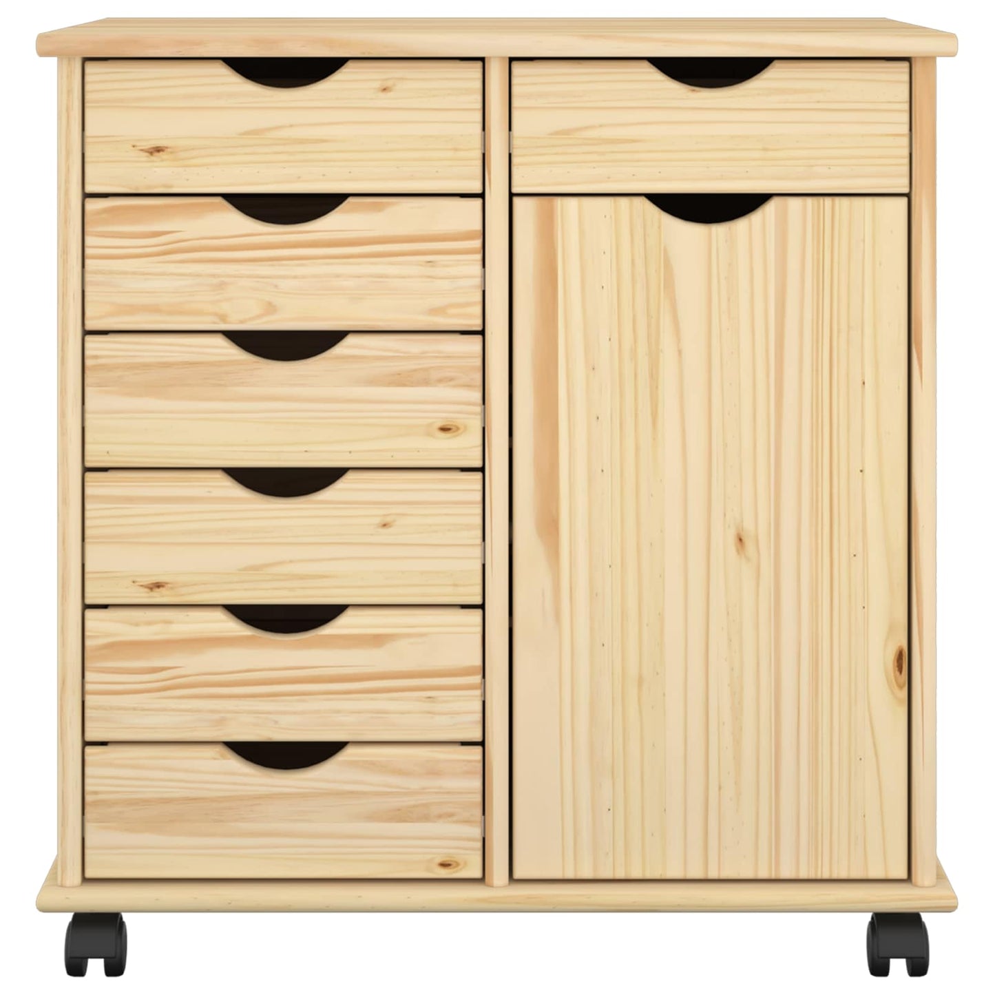 vidaXL Rolling Cabinet Brown 63.5 x 39 x 65.5 cm Solid Pine Wood
