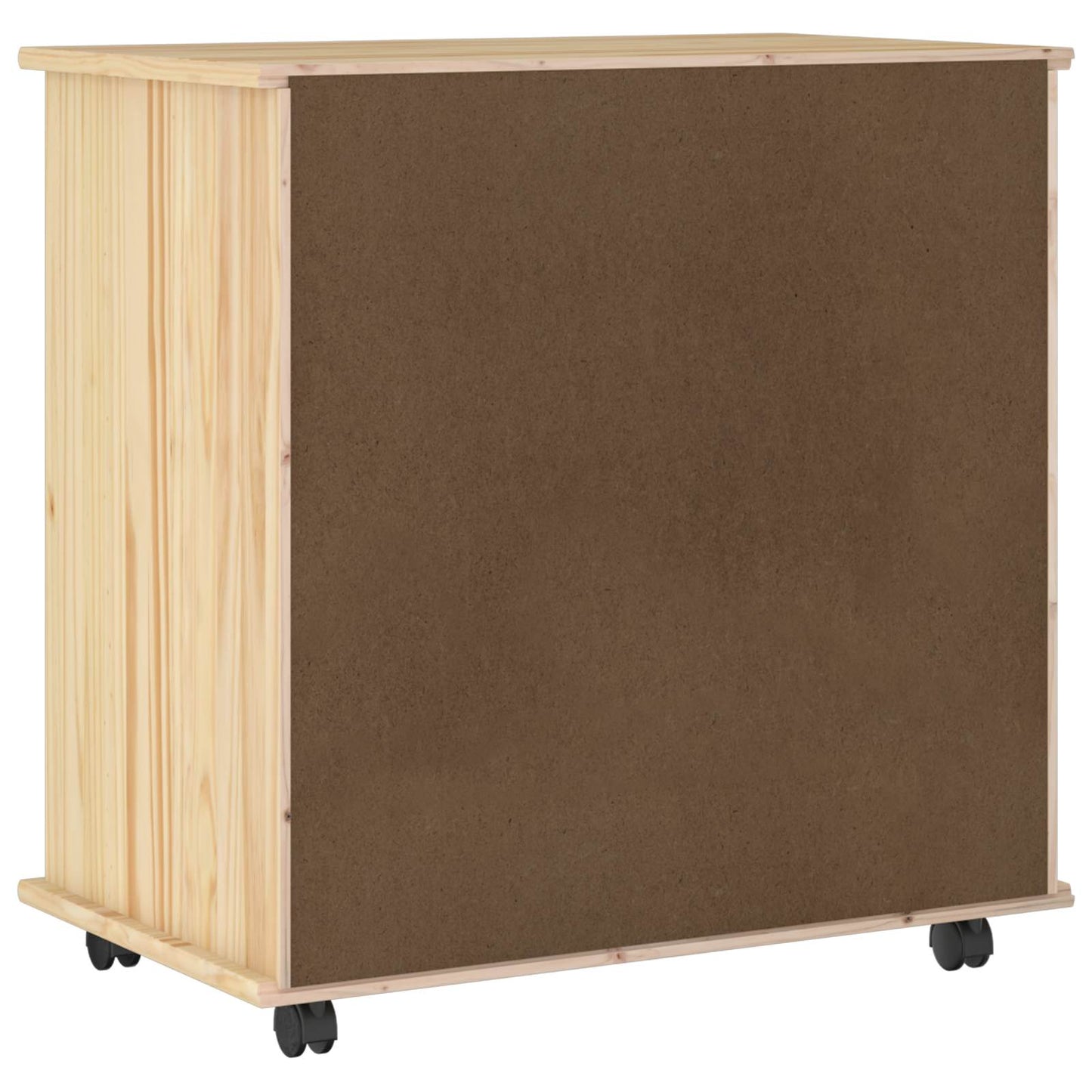 vidaXL Rolling Cabinet Brown 63.5 x 39 x 65.5 cm Solid Pine Wood