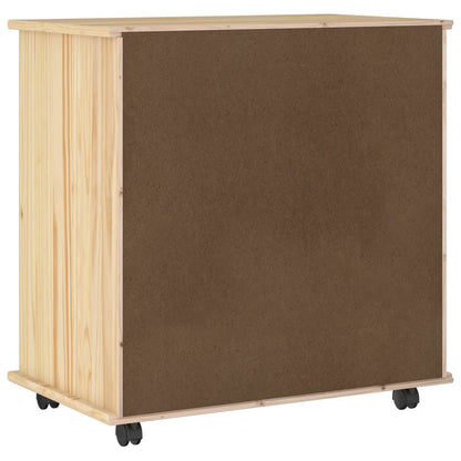 vidaXL Rolling Cabinet Brown 63.5 x 39 x 65.5 cm Solid Pine Wood