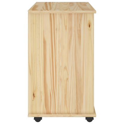 vidaXL Rolling Cabinet Brown 63.5 x 39 x 65.5 cm Solid Pine Wood