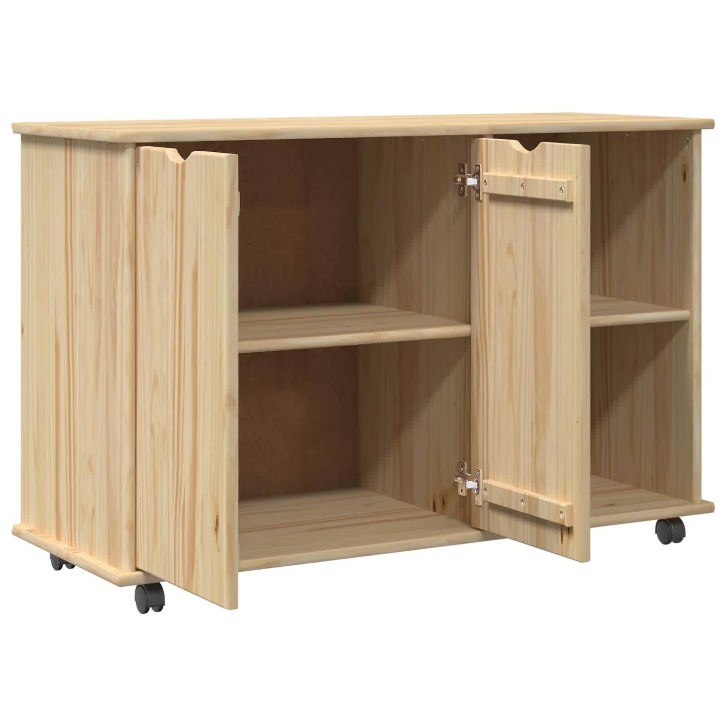 vidaXL Rolling Cabinet Brown 100 x 39 x 65.5 cm Solid Pine Wood