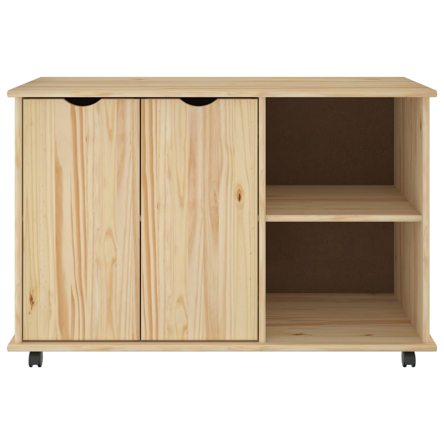 vidaXL Rolling Cabinet Brown 100 x 39 x 65.5 cm Solid Pine Wood