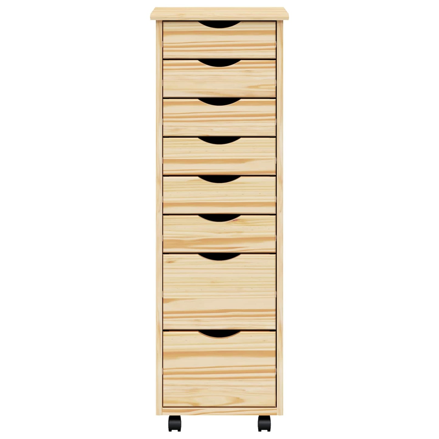 vidaXL Rolling Cabinet with Drawers MOSS Clear Varnish Solid Pine wood
