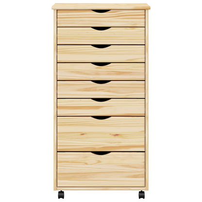 vidaXL Rolling Cabinet with Drawers MOSS Clear Varnish Solid Pine wood