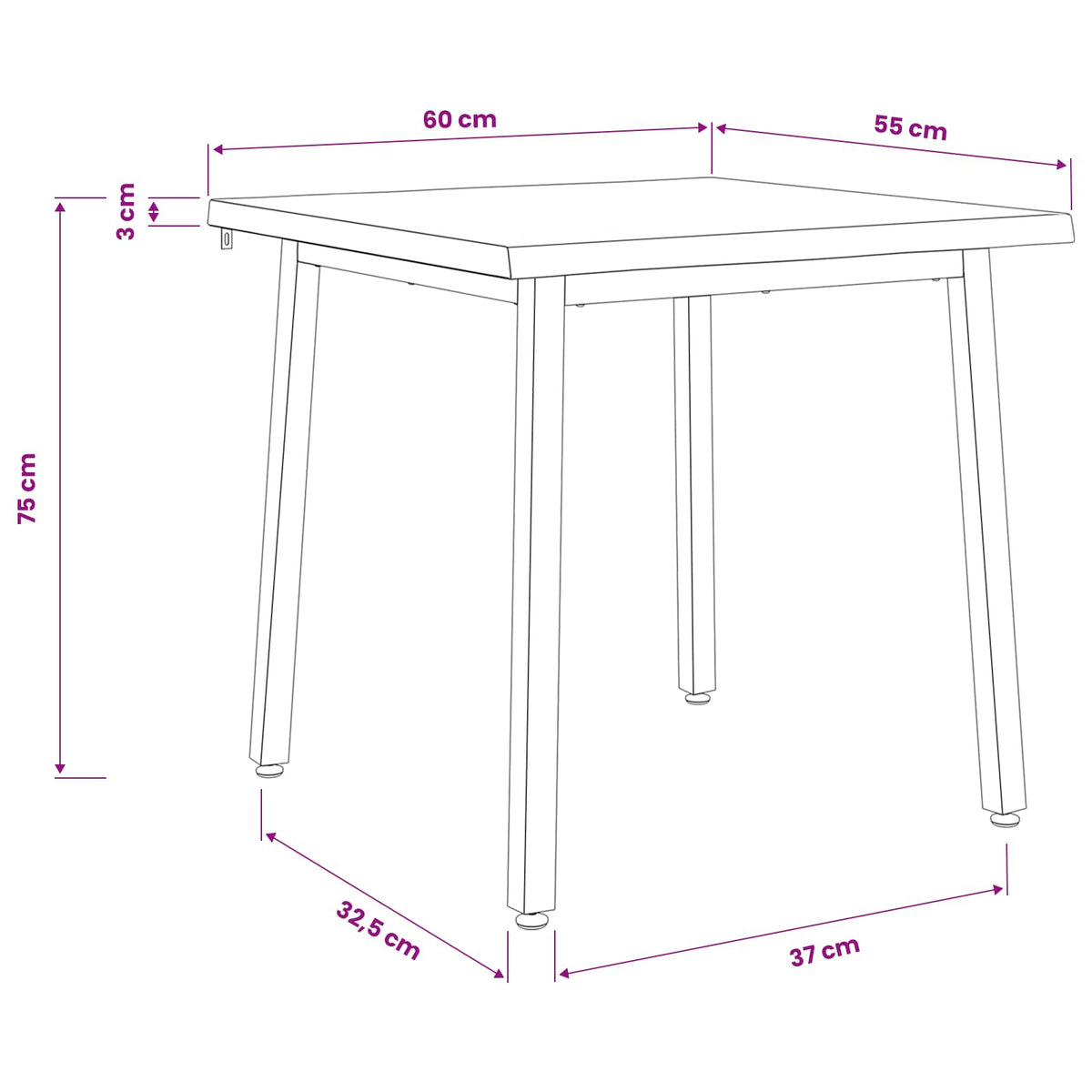 vidaXL 60 x 55 x 75 cm Solid Acacia Wood Natural and White Rectangular