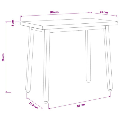 vidaXL 110 x 55 x 75 cm Solid Acacia Wood Natural and Black