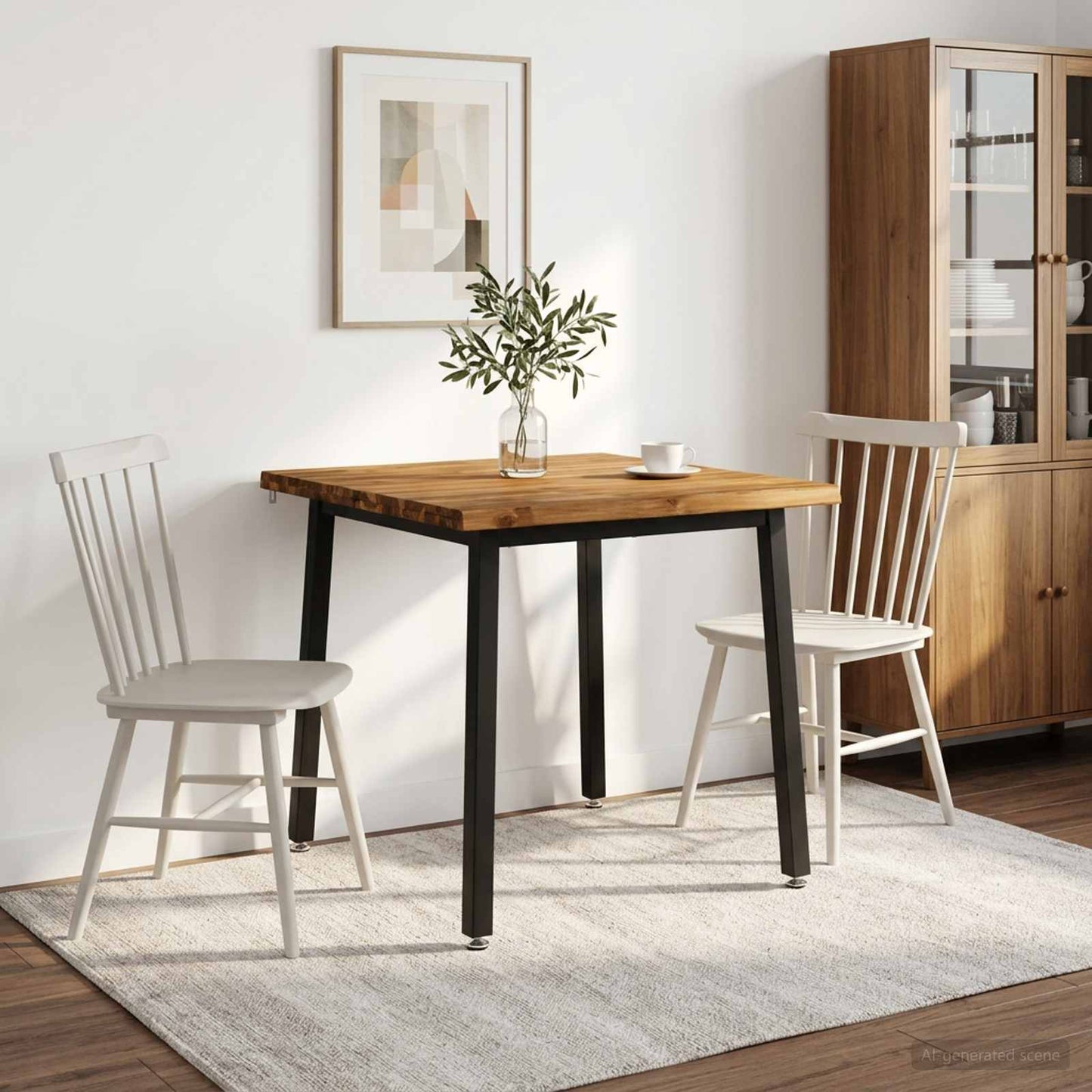vidaXL 60 x 55 x 75 cm Solid Acacia Wood Natural and Black Rectangular