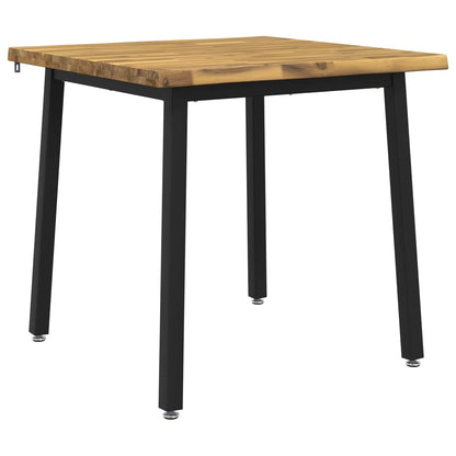 vidaXL 70 x 70 x 75 cm Solid Acacia Wood White and Black Square
