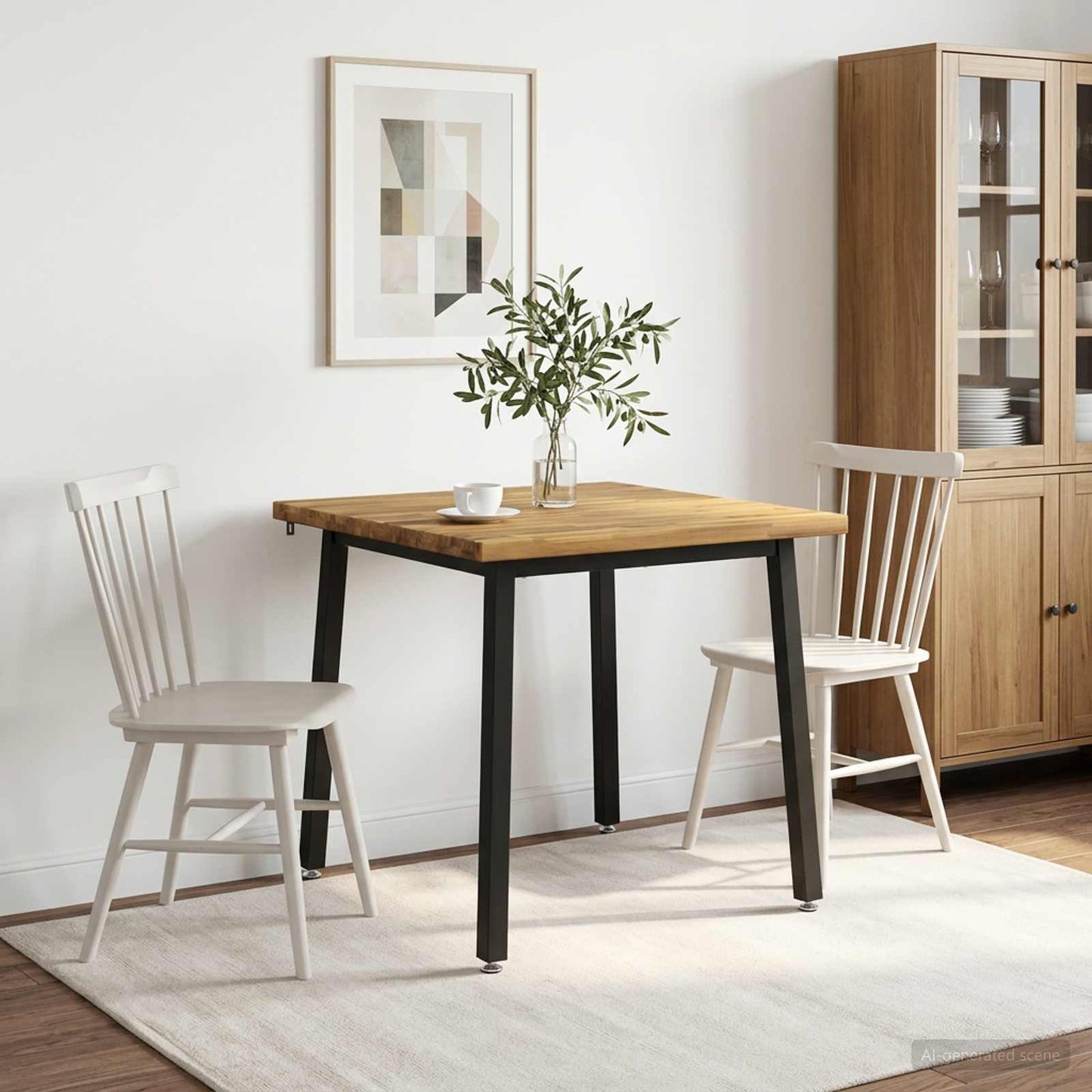 vidaXL 60 x 55 x 75 cm Solid Acacia Wood White and Black Rectangular