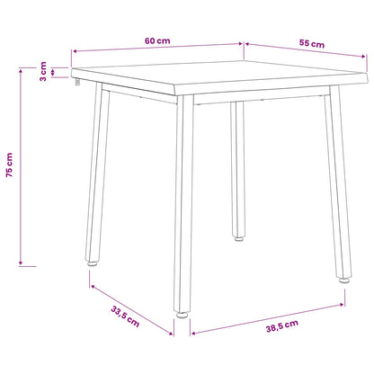 vidaXL 60 x 55 x 75 cm Solid Acacia Wood White and Black Rectangular
