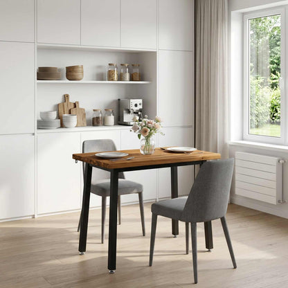 vidaXL 90 x 55 x 75 cm Solid Acacia Wood Natural and Black Rectangular