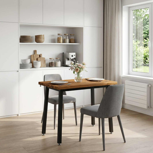 vidaXL 90 x 55 x 75 cm Solid Acacia Wood Natural and Black Rectangular