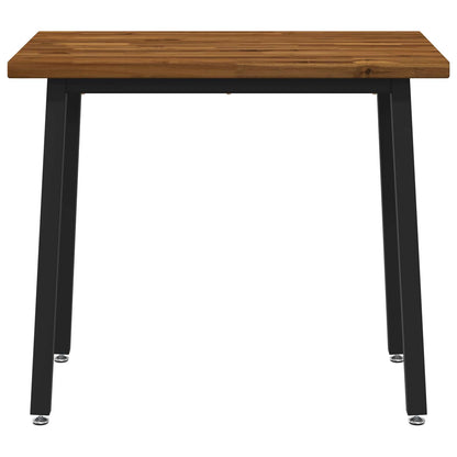 vidaXL 90 x 55 x 75 cm Solid Acacia Wood Natural and Black Rectangular