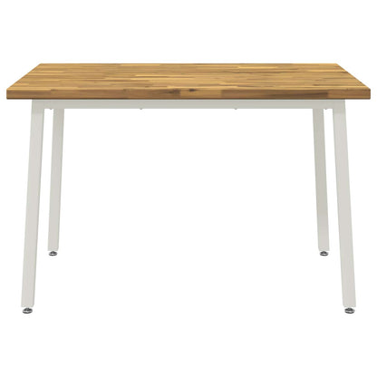vidaXL 120 x 70 x 75 cm Solid Acacia Wood White Rectangular