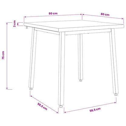 vidaXL 80 x 80 x 75 cm Solid Acacia Wood Natural and Coffee Square