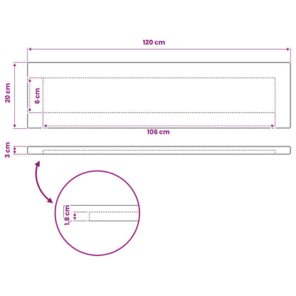 vidaXL Rectangular Table Top 120 x 20 x 3.5 cm Rectangular White