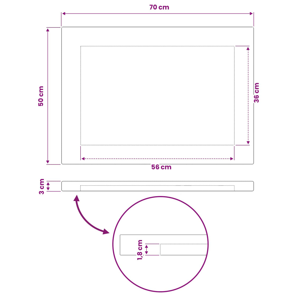 vidaXL Rectangular Table Top 70 x 50 x 3.5 cm Rectangular White