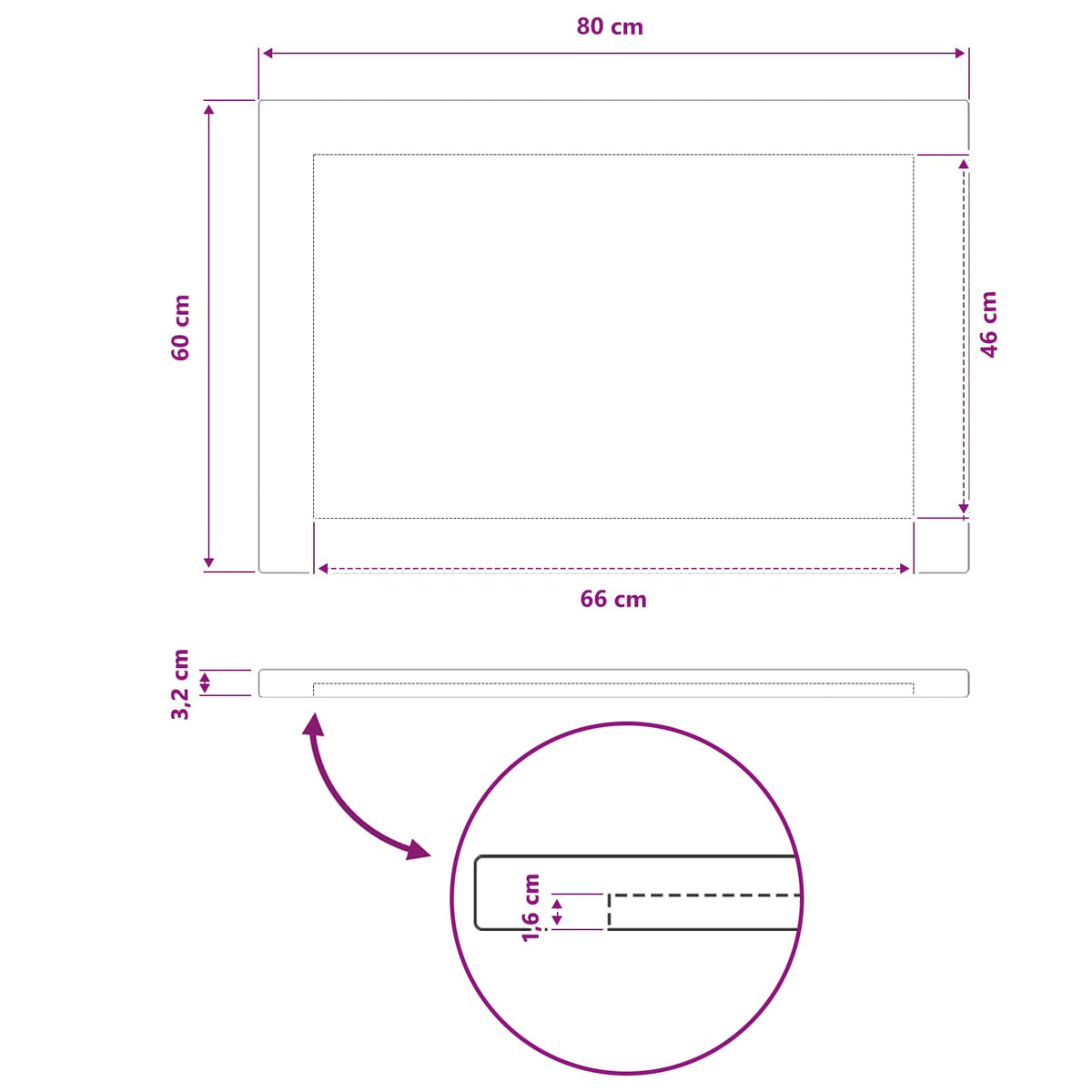 vidaXL Rectangular Table Top 80 x 60 x 3.2 cm Rectangular